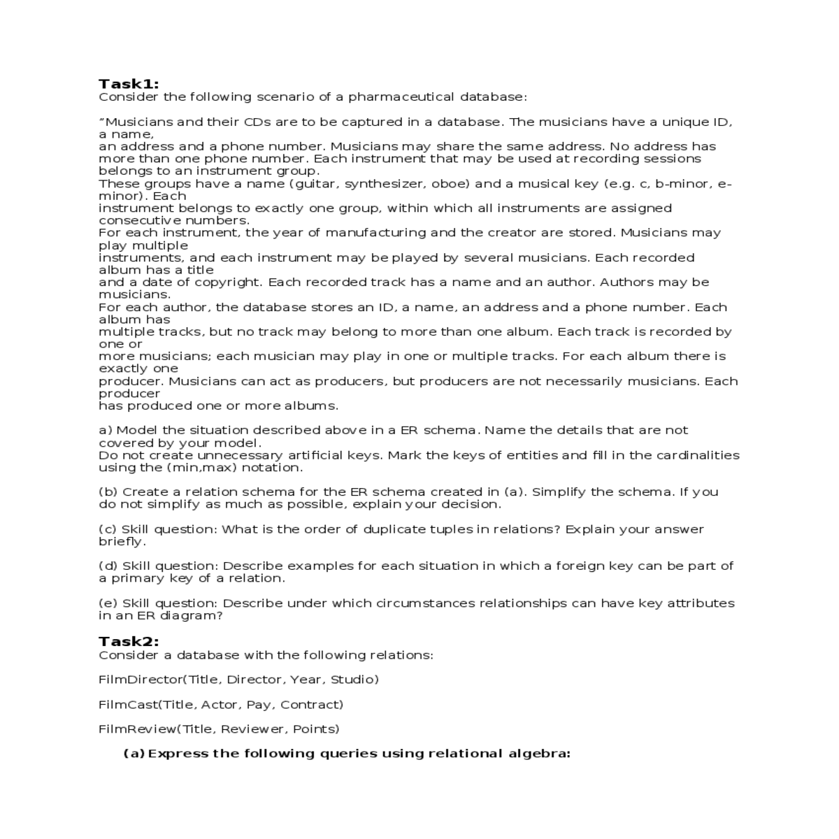 give equivalent queries using the relational algeb