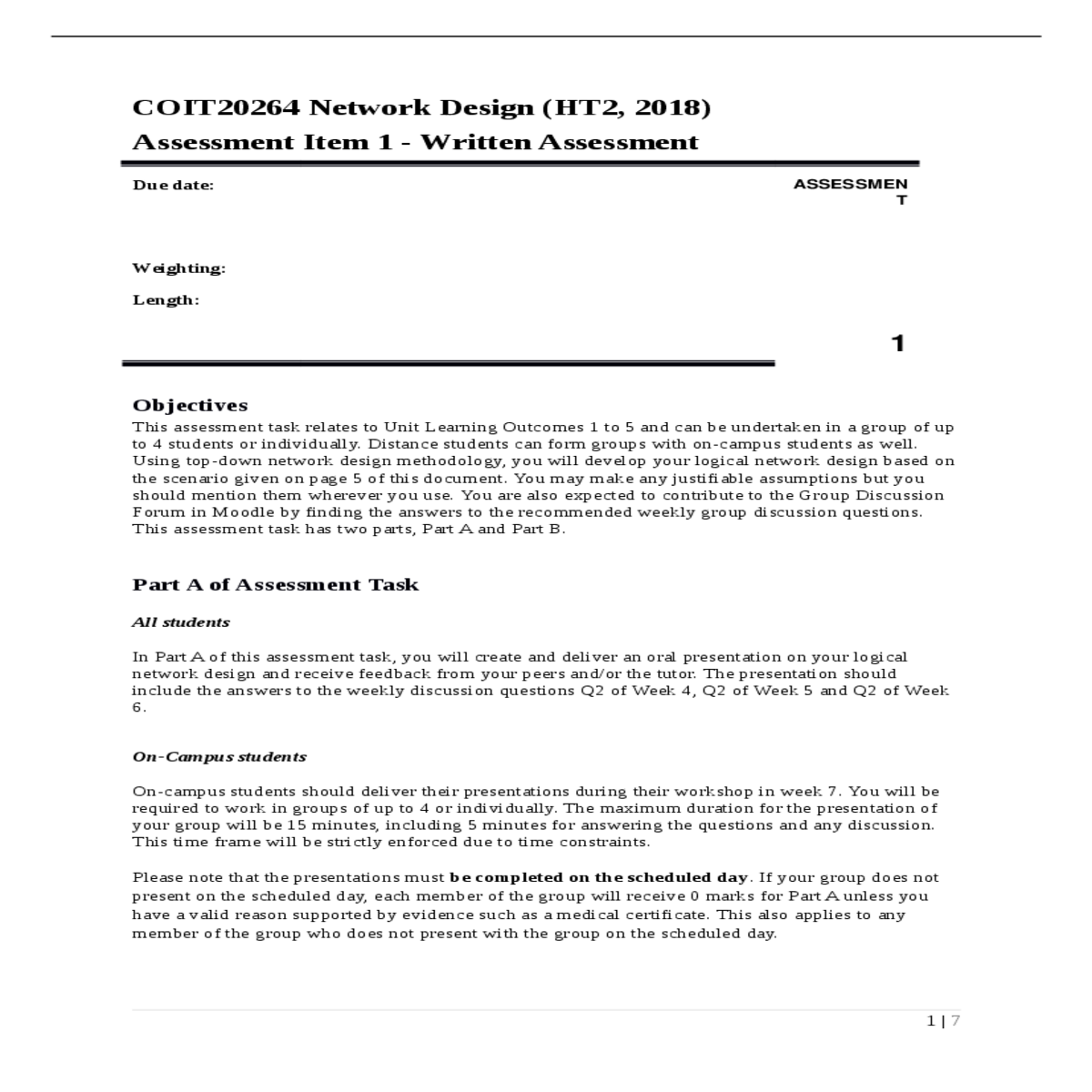 part assessment task part the assessment task