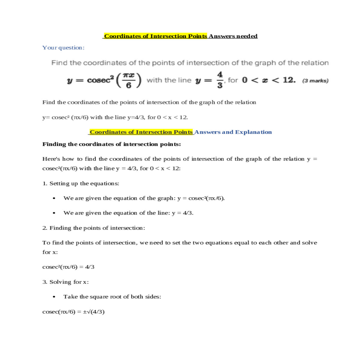 finding the points intersection find the points in