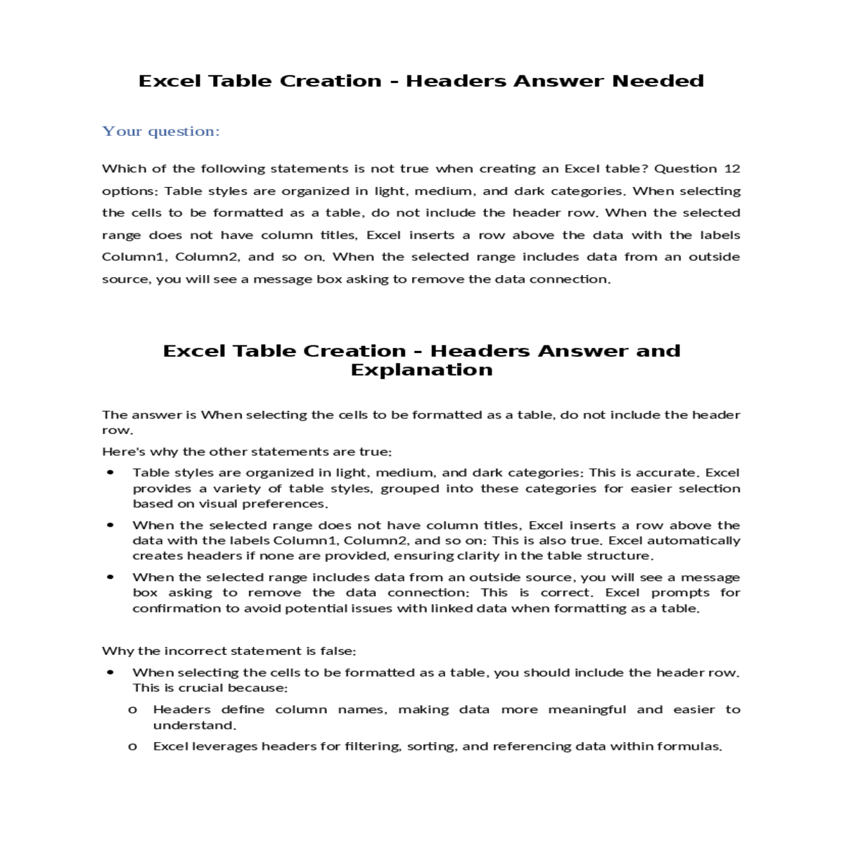 excel inserts row above the data with the labels c