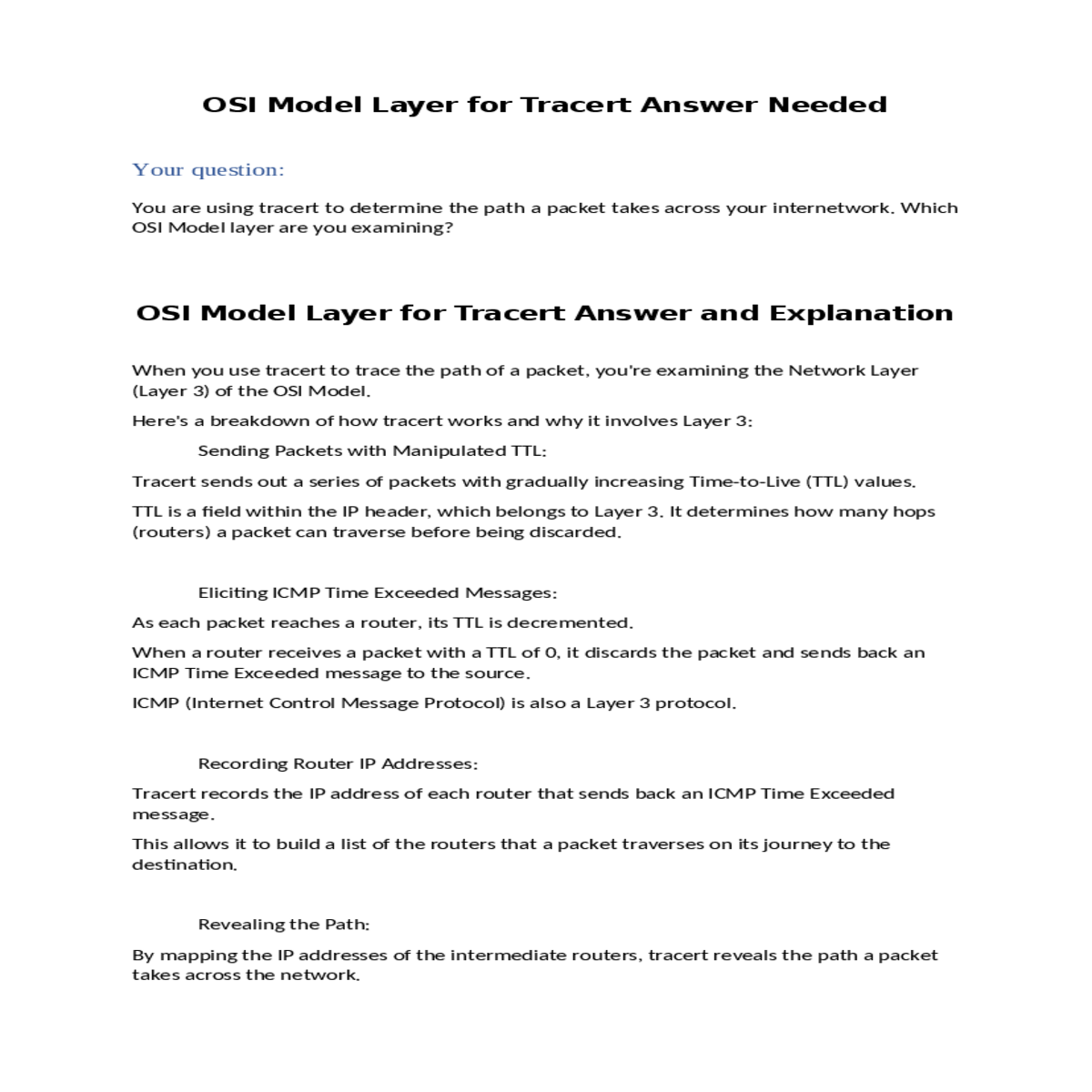 its ttl decremented router receives packet with tt