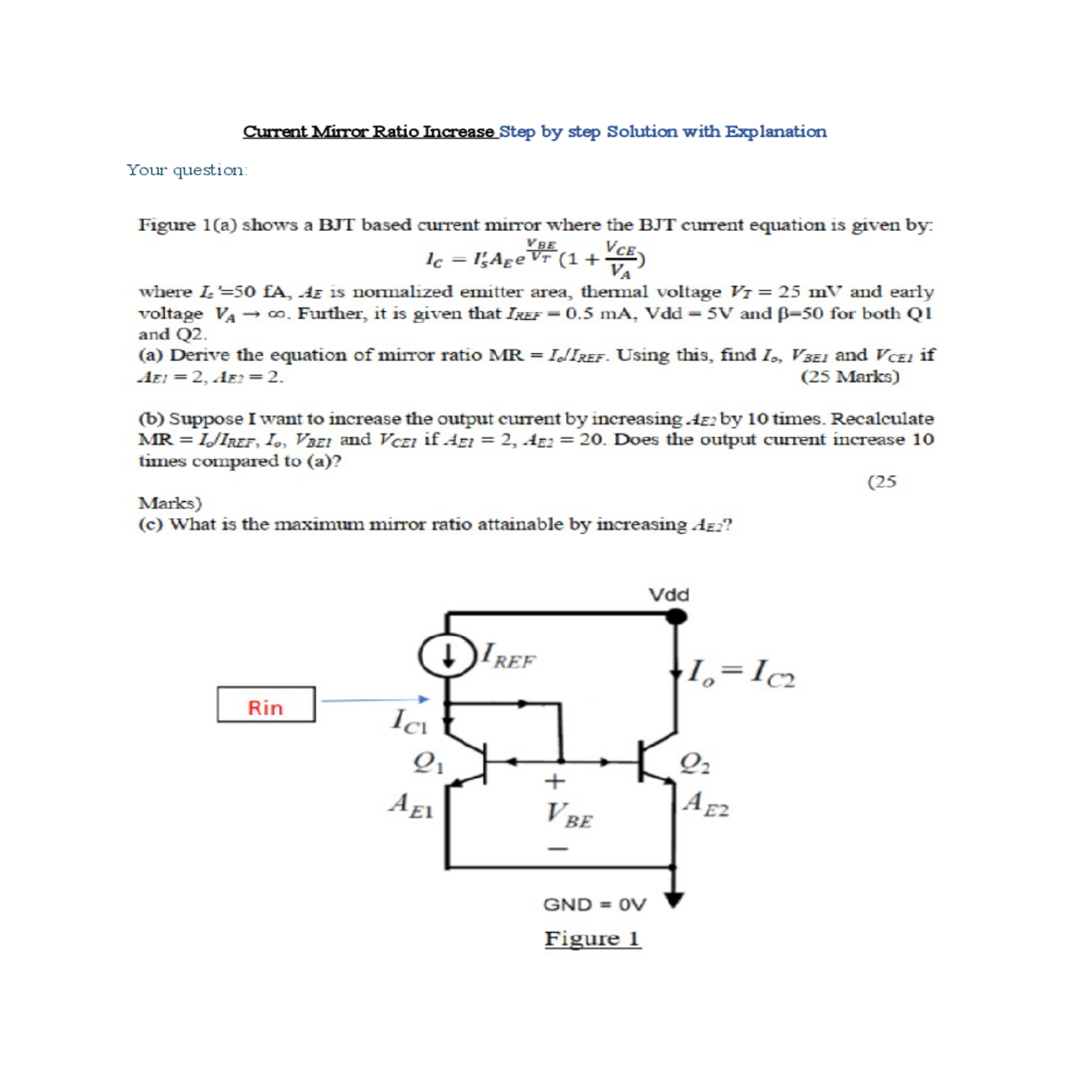 current mirror ratio increase answers and explanat
