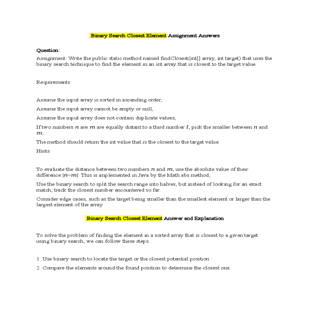 int target handle edge casesif array null