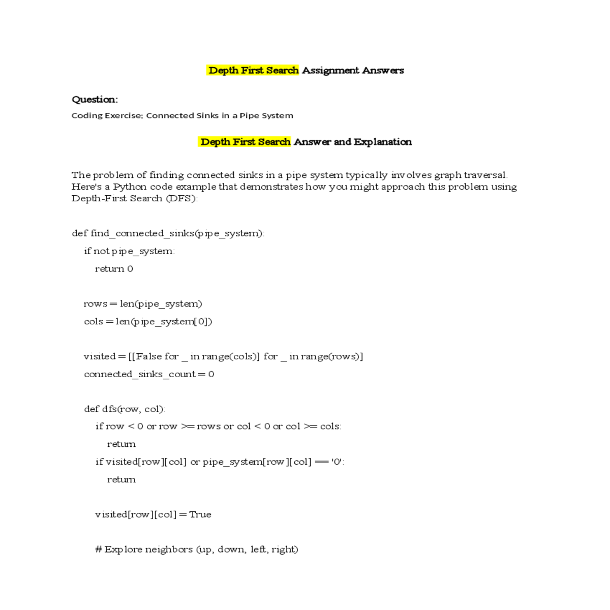 col row row rows col col cols visited pipe returnv