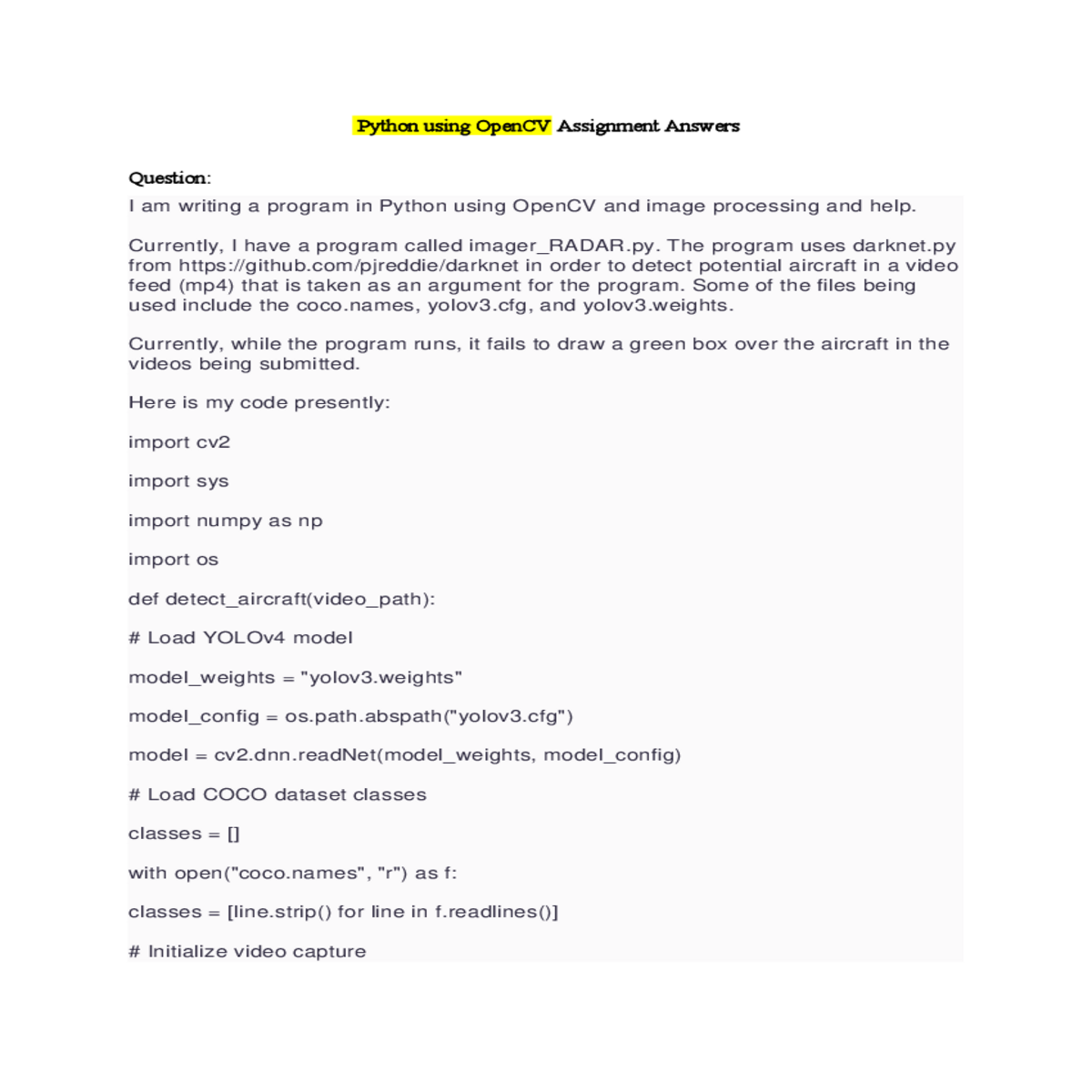 model configuration yolov cfg the yolov cfg file