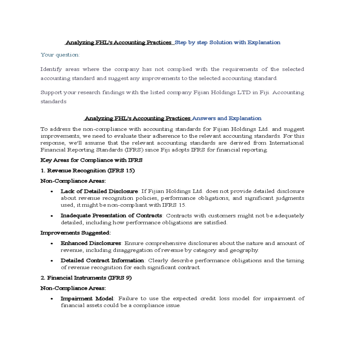 analyzing fhls accounting practices answers and ex