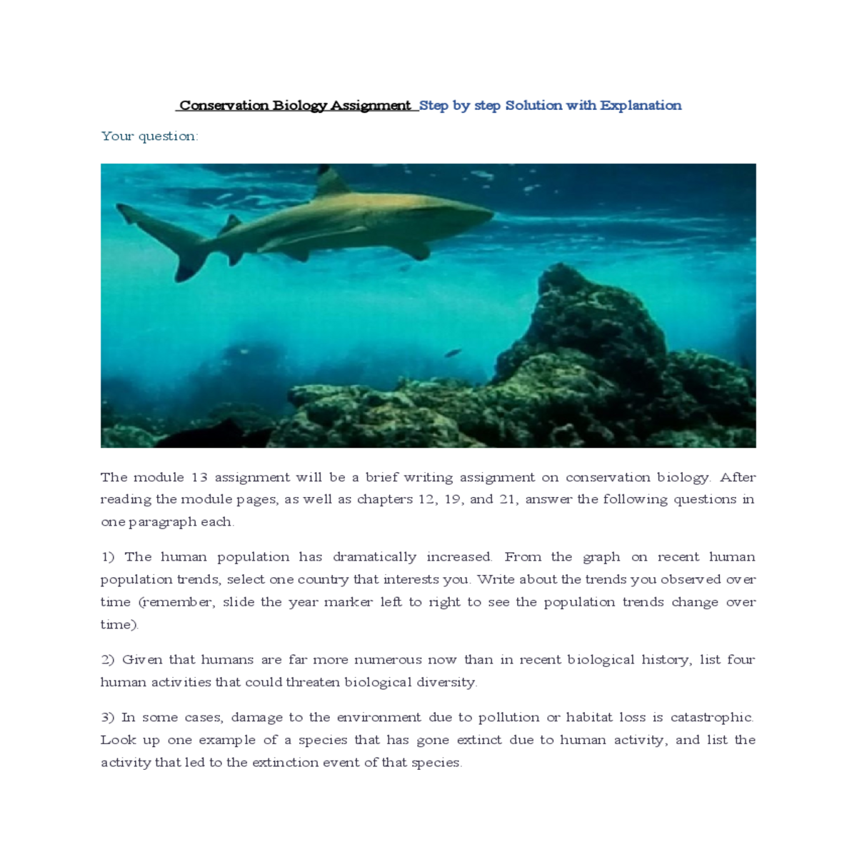 conservation biology assignment answers and explan