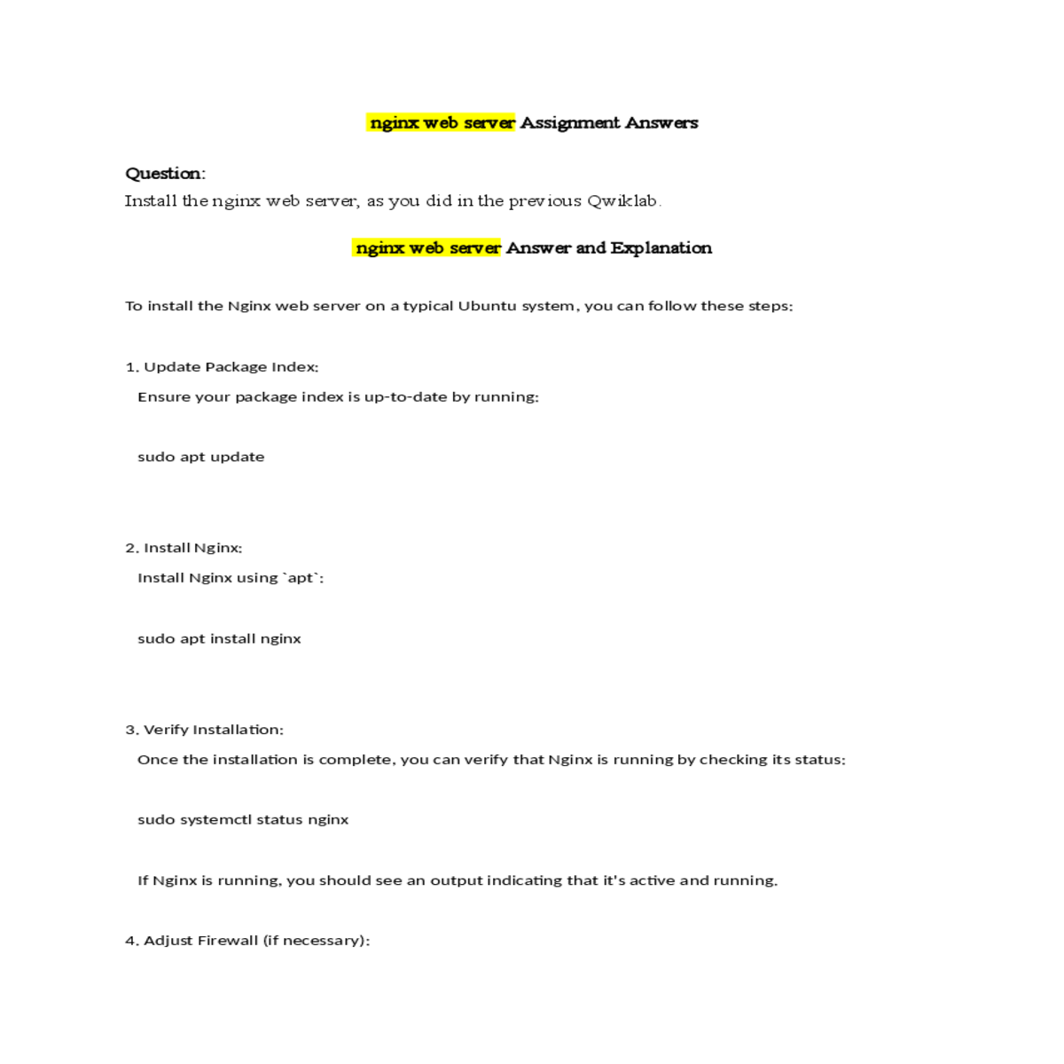 nginx web server answer and explanation