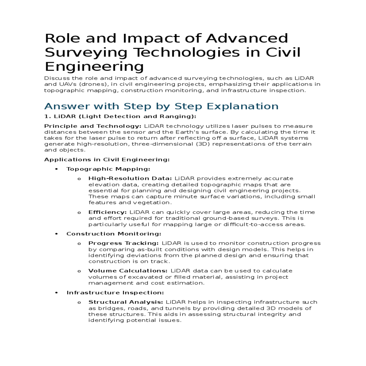 discuss the role and impact advanced surveying tec