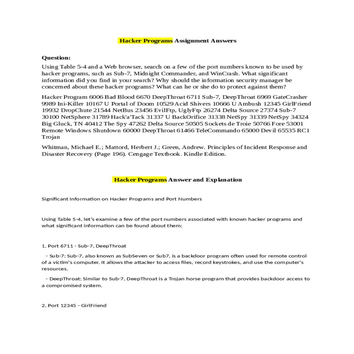 principles incident response and disaster recovery