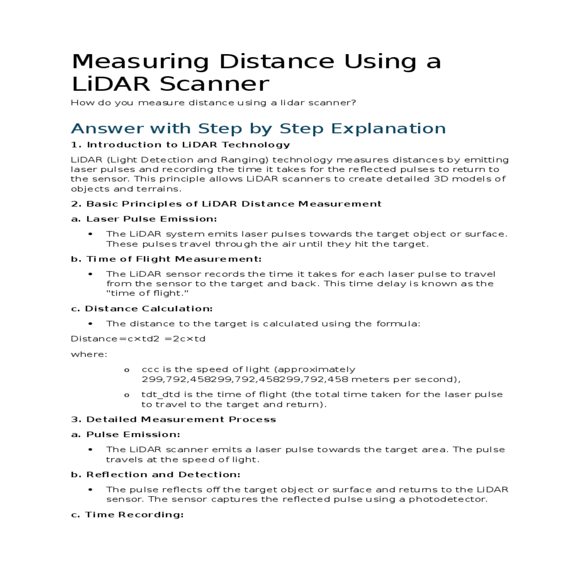 and calculating the distance based the speed light