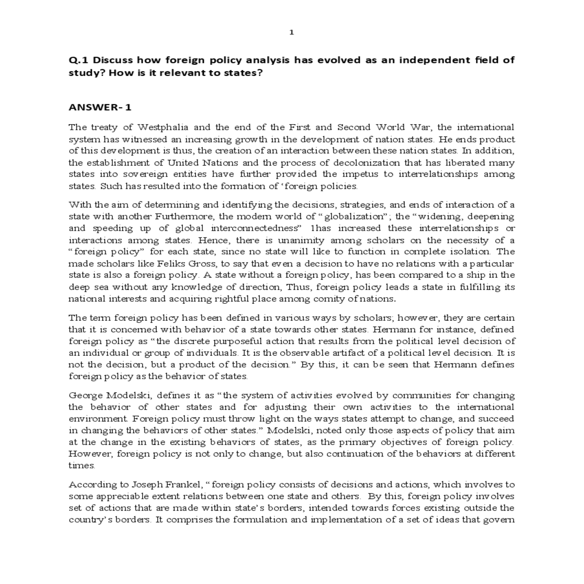 and obligations the nations foreign policy