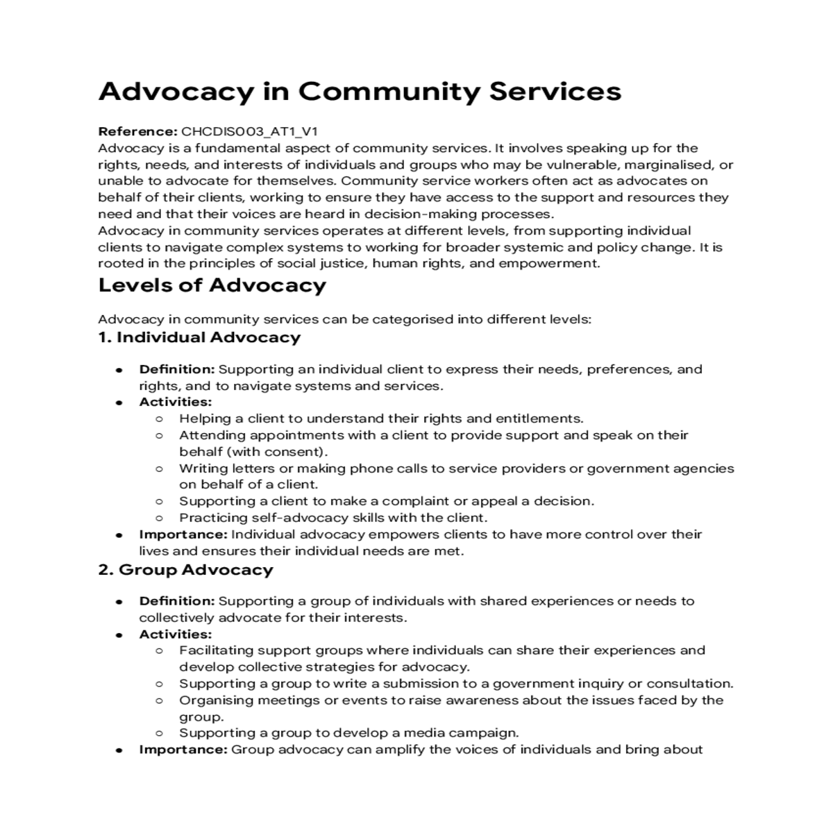 the importance of advocacy