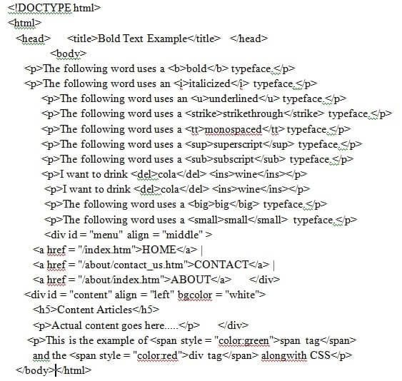 Formatting Tags in HTML formatting tags in html img1