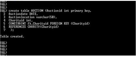 create table auction