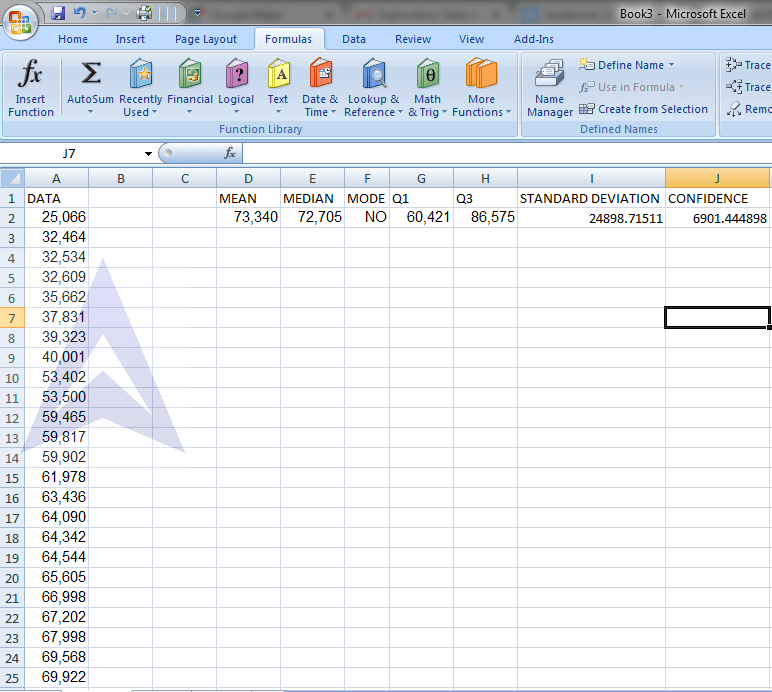 Calculate Standard Deviation of Sample in Excel