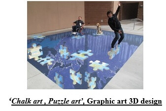 Chalk art, Puzzle art, Graphic art 3D design
