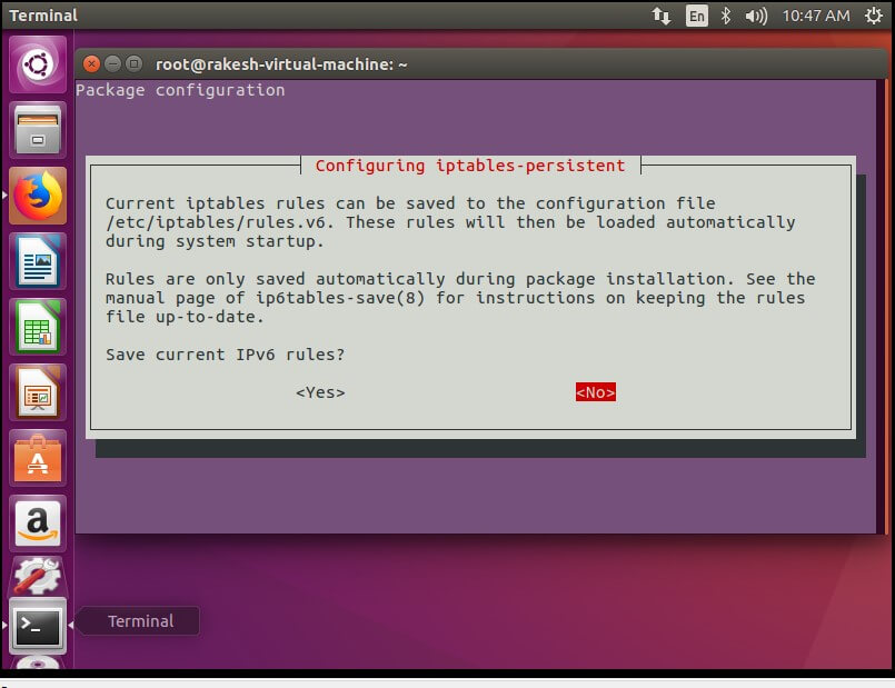 Installing Firewall) IPTables persistent next step