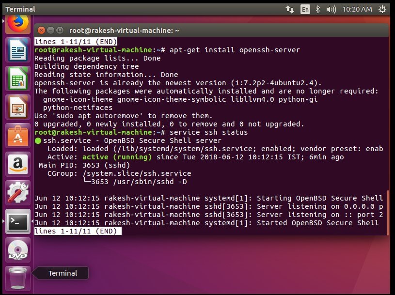 Installing SSH server