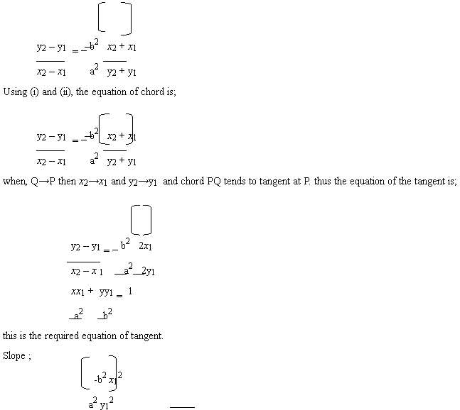 equations of tangent and normal to an ellipse