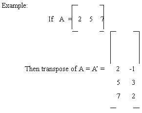 transpose of matrix