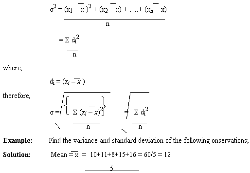 methods of finding variance and standard deviation