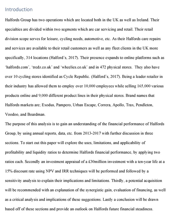 MOD004051 A financial Analysis of Halford Image 1