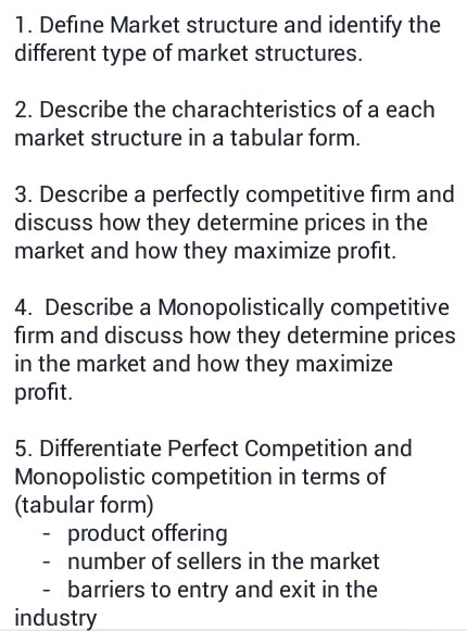 Define market structure Assignment