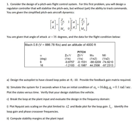 Design of a pitch axis flight control system Image 1