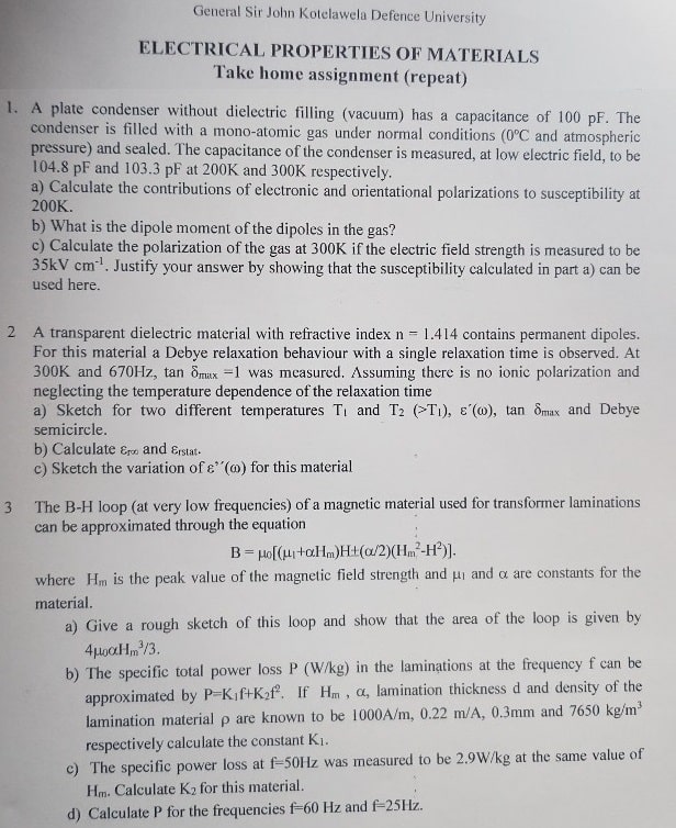 Electrical properties of materials