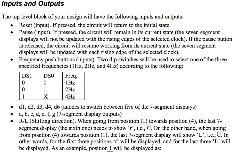 Inputs and outputs assignment question