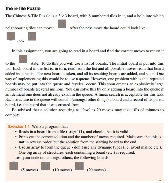 The 8 Tile puzzle Assignment Image 1