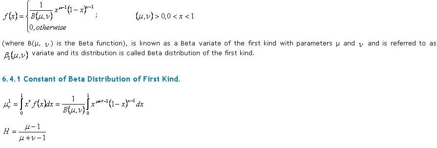 beta distribution of first kind