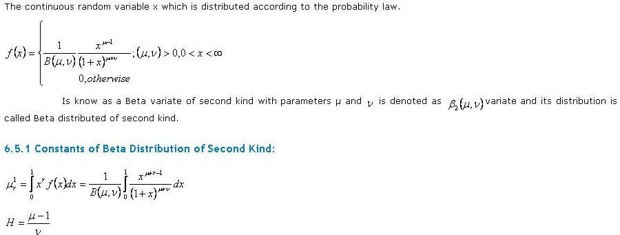 beta distribution of second kind