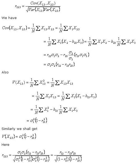 coefficient of partial correlation