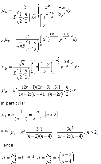 constants of t distribution