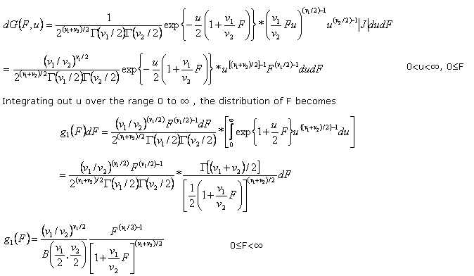 derivation of snedecors f distribution