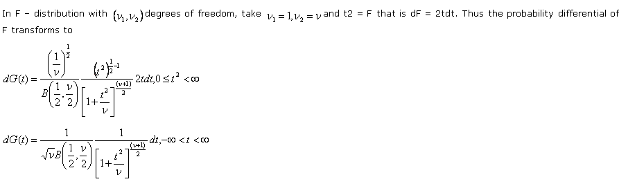 relation between t and f distributions