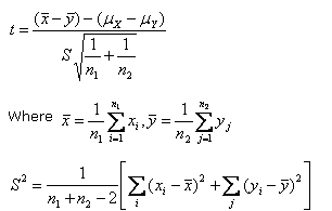 t test for difference of means